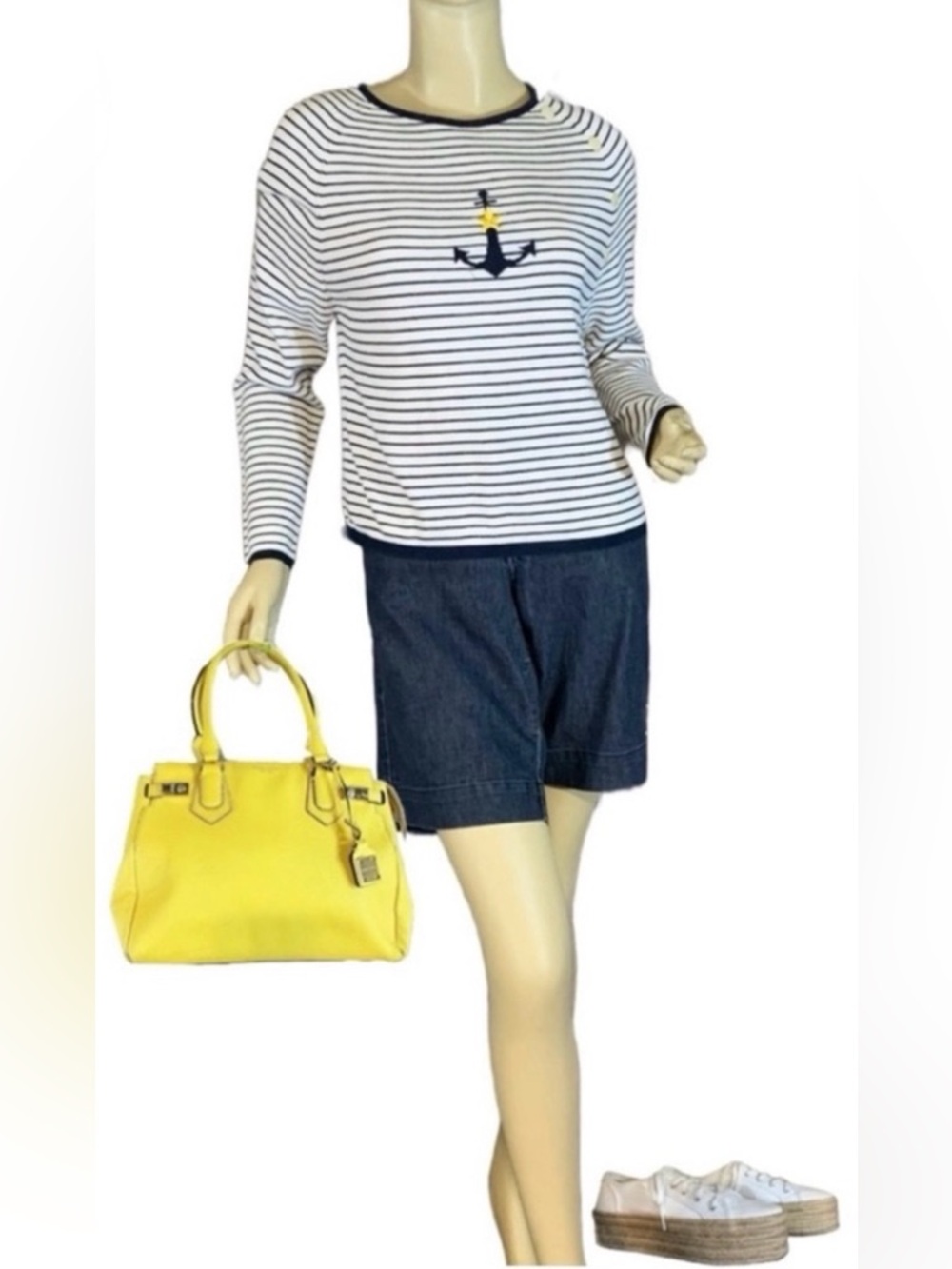 NORTON STUDIO PETITES KNIT BLUE & WHITE NAUTICAL THEME SWEATER (MP)